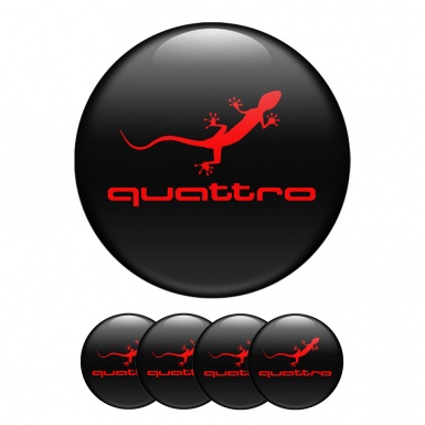 Audi Silicone Stickers Center Hub Red Quattro 4x4