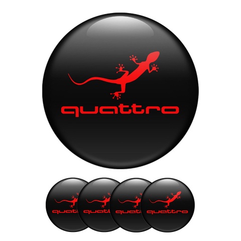 Audi Silicone Stickers Center Hub Red Quattro 4x4