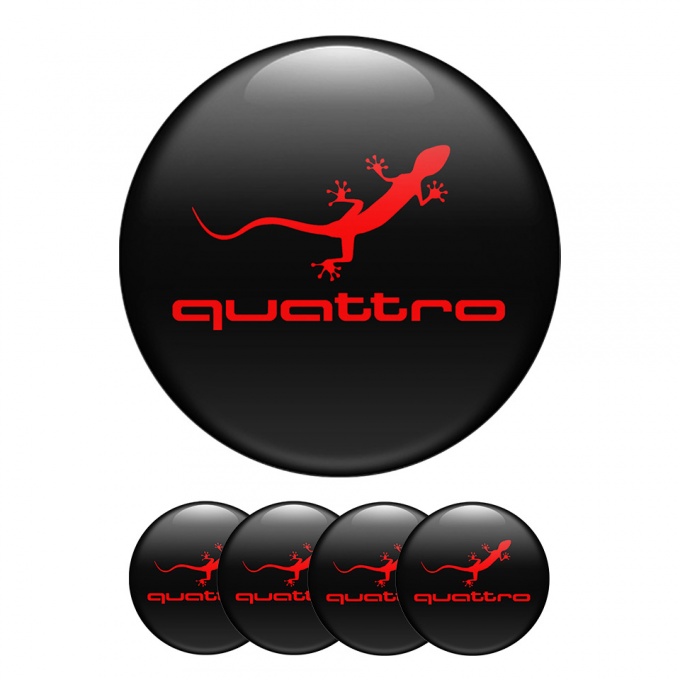 Audi Silicone Stickers Center Hub Red Quattro 4x4