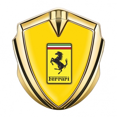Ferrari Bodyside Badge Self Adhesive Gold Yellow Rectangle Logo