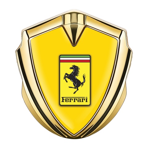 Ferrari Bodyside Badge Self Adhesive Gold Yellow Rectangle Logo