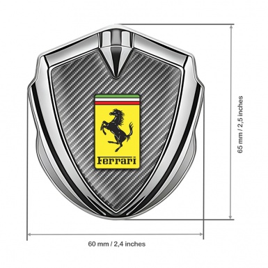Ferrari Trunk Emblem Badge Silver Light Carbon Yellow Logo