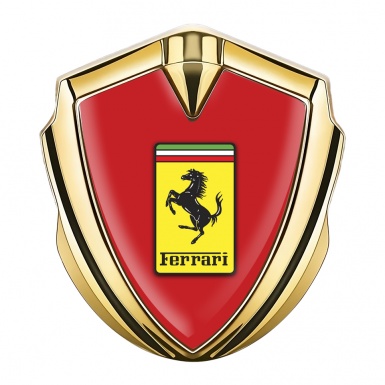 Ferrari Trunk Metal Emblem Badge Gold Red Classic Yellow Logo