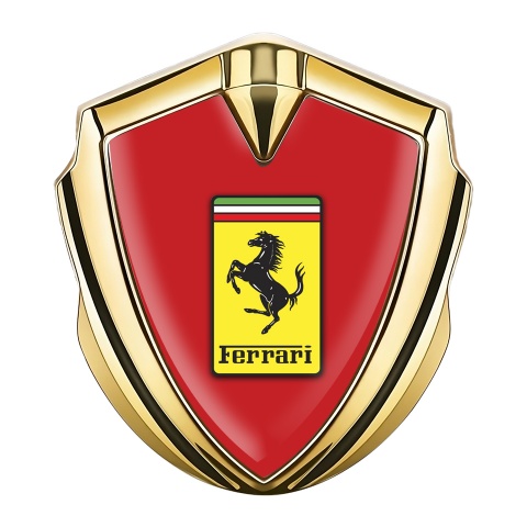 Ferrari Trunk Metal Emblem Badge Gold Red Classic Yellow Logo