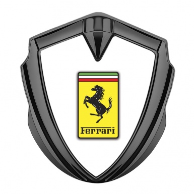 Ferrari Fender Emblem Badge Graphite White Yellow Logo Edition