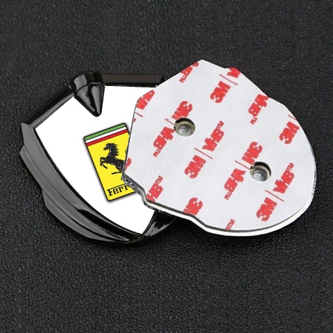 Ferrari Fender Emblem Badge Graphite White Yellow Logo Edition
