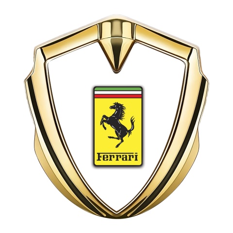 Ferrari Fender Emblem Badge Gold White Yellow Logo Edition