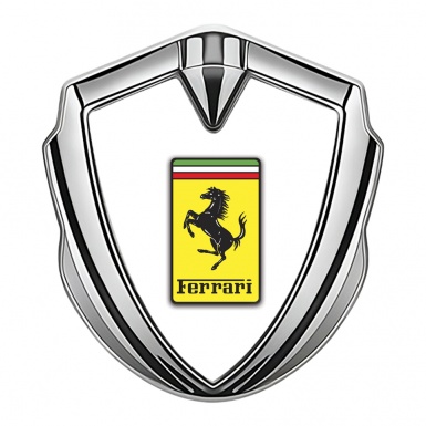 Ferrari Fender Emblem Badge Silver White Yellow Logo Edition