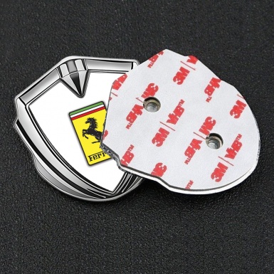 Ferrari Fender Emblem Badge Silver White Yellow Logo Edition