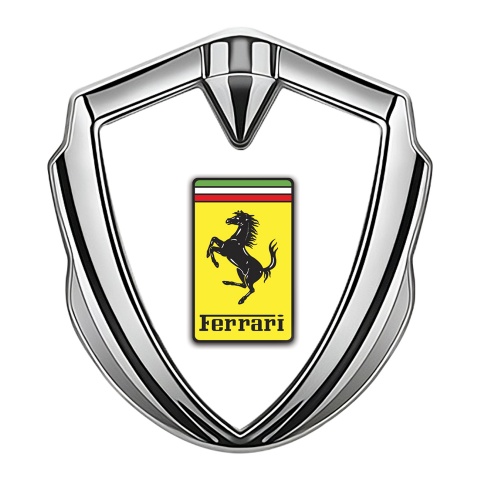 Ferrari Fender Emblem Badge Silver White Yellow Logo Edition