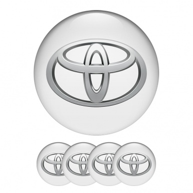 Toyota Wheel Center Cap Domed Stickers Light Gray Logo 3D