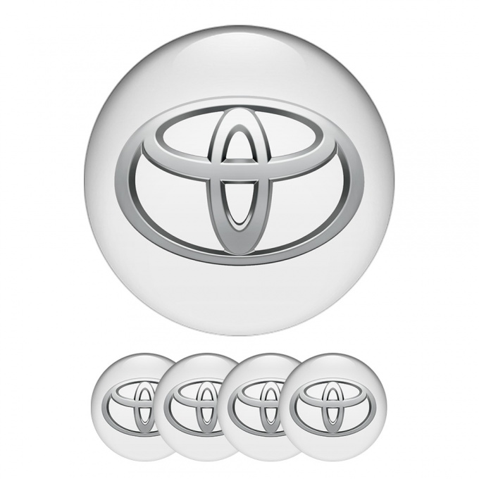 Toyota Wheel Center Cap Domed Stickers Light Gray Logo 3D