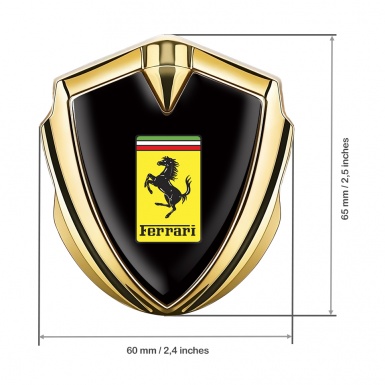 Ferrari 3D Car Metal Emblem Gold Black Yellow Logo Edition