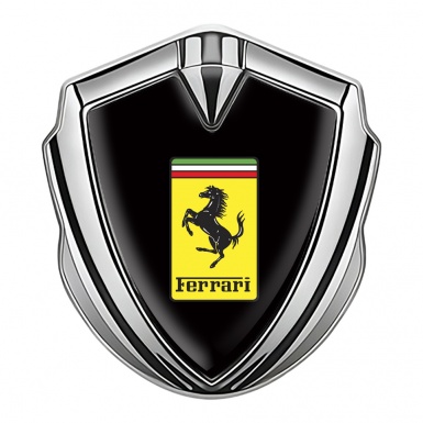 Ferrari 3D Car Metal Emblem Silver Black Yellow Logo Edition
