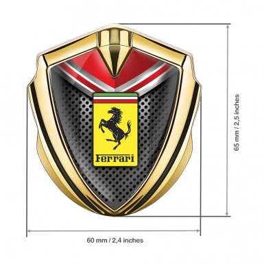 Ferrari Bodyside Emblem Gold Grey Grid Rectangle Logo Design