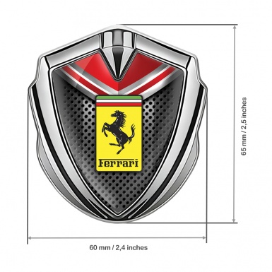 Ferrari Bodyside Emblem Silver Grey Grid Rectangle Logo Design