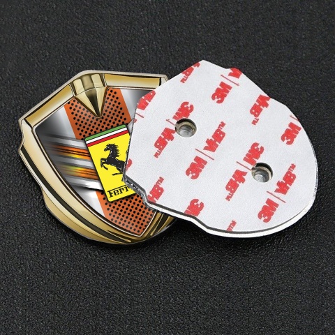 Ferrari 3D Car Metal Emblem Gold Metal Elements Color Design