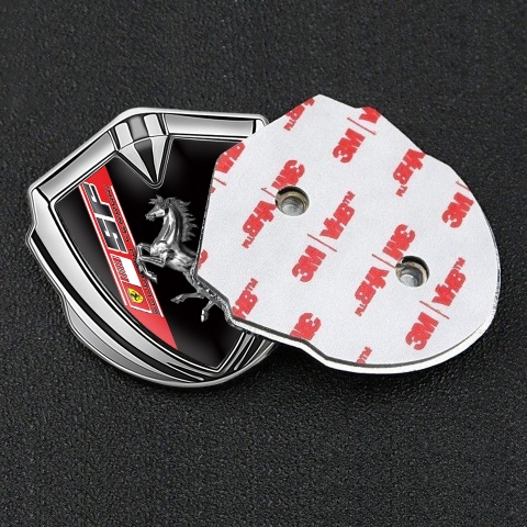 Ferrari Fender Metal Emblem Silver Scuderia Ferrari Chromed Logo
