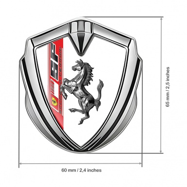 Ferrari Fender Metal Emblem Silver Scuderia Ferrari White Edition