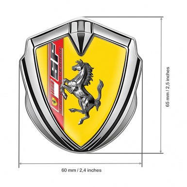 Ferrari Trunk Emblem Badge Silver Scuderia Ferrari Yellow Edition
