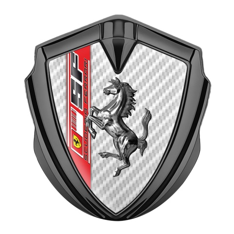 Ferrari Trunk Metal Badge Graphite White Carbon Scuderia Edition
