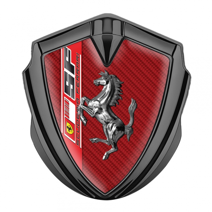 Ferrari 3D Car Metal Emblem Graphite Red Carbon Scuderia Edition