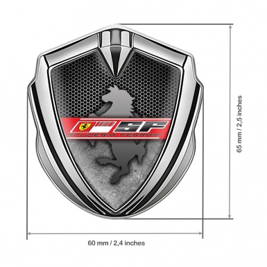 Ferrari Tuning Emblem Self Adhesive Silver Hexagon Scuderia Edition