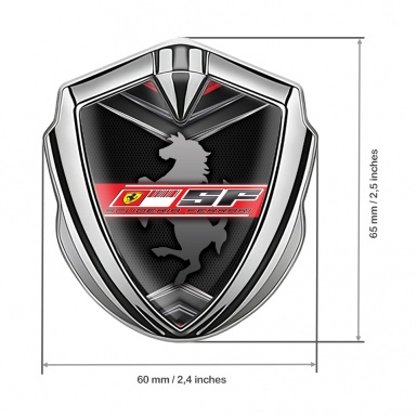 Ferrari Fender Metal Emblem Badge Silver Mesh Scuderia Design