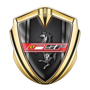 Ferrari Trunk Emblem Badge Gold Black Scuderia Logo Design