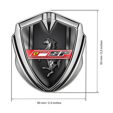Ferrari Trunk Emblem Badge Silver Black Scuderia Logo Design
