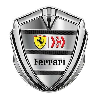 Ferrari Trunk Metal Emblem Badge Silver Grey Plates Shield Logo