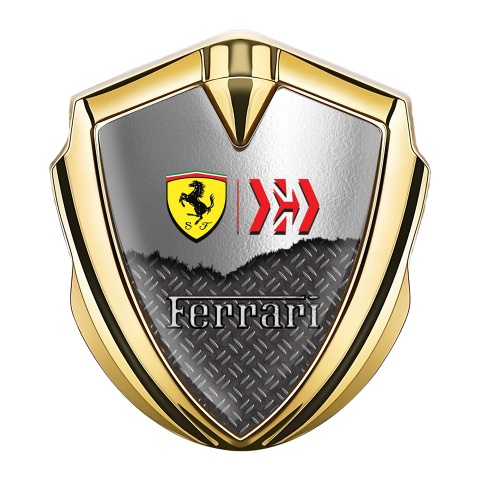 Ferrari Self Adhesive Bodyside Emblem Gold Metallic Mesh Design