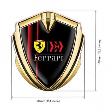 Ferrari Fender Emblem Badge Gold Red Stripes Shield Logo