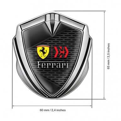 Ferrari  Fender Metal Badge Silver Metallic Pattern Design