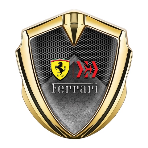 Ferrari Trunk Emblem Badge Gold Grey Hexagon Edition