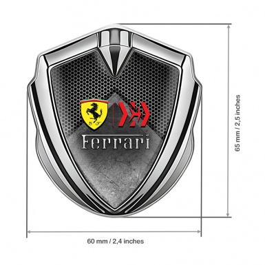 Ferrari Trunk Emblem Badge Silver Grey Hexagon Edition