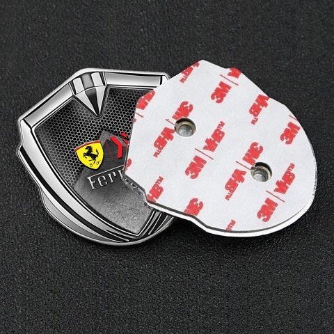 Ferrari Trunk Emblem Badge Silver Grey Hexagon Edition