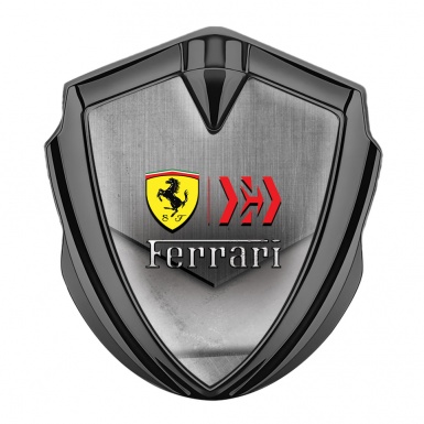 Ferrari Trunk Metal Emblem Badge Graphite Scratched Surface Design