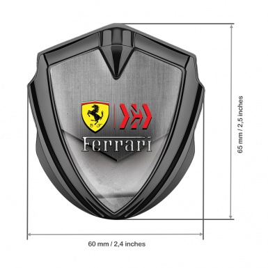 Ferrari Trunk Metal Emblem Badge Graphite Scratched Surface Design