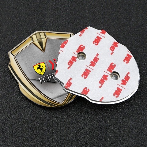 Ferrari Trunk Metal Emblem Badge Gold Scratched Surface Design