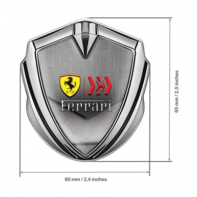 Ferrari Trunk Metal Emblem Badge Silver Scratched Surface Design