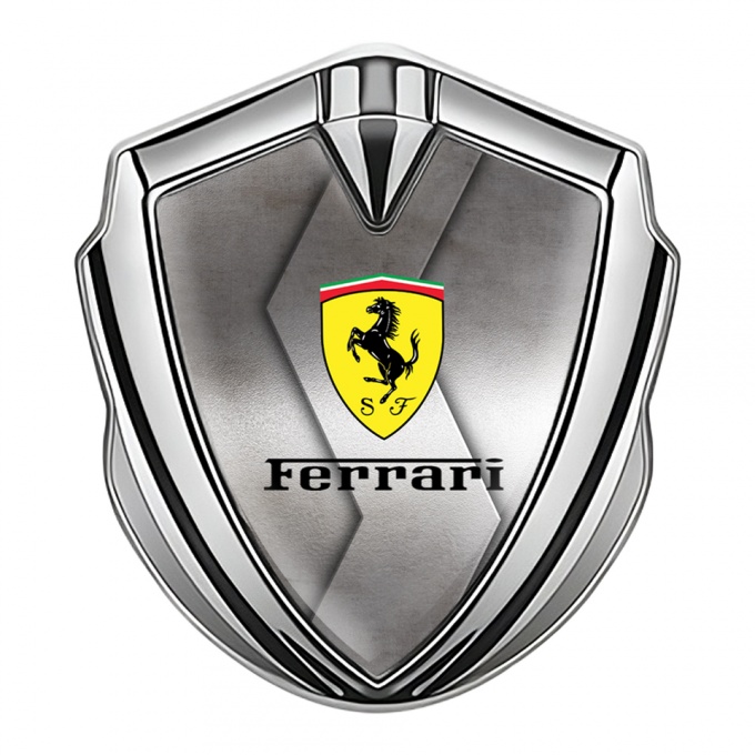 Ferrari Metal Emblem Self Adhesive Silver Modern Design