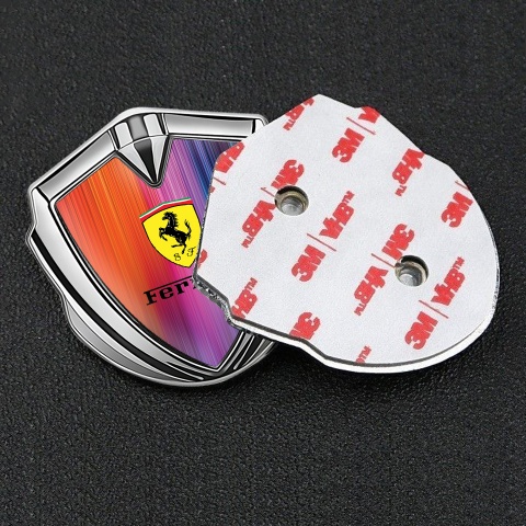 Ferrari 3D Car Metal Emblem Silver Colorful Shield Design