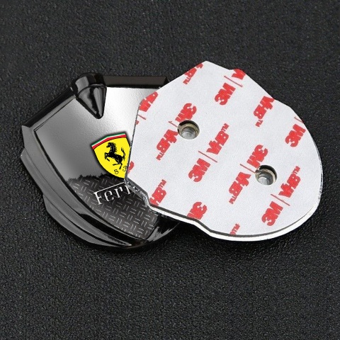 Ferrari Tuning Emblem Self Adhesive Graphite Half Metallic Mesh