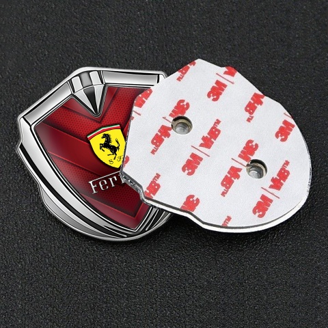 Ferrari Self Adhesive Bodyside Emblem Silver Red Hex Edition