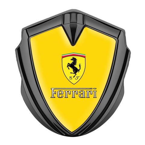 Ferrari Trunk Emblem Badge Graphite Yellow Clean Shield Design