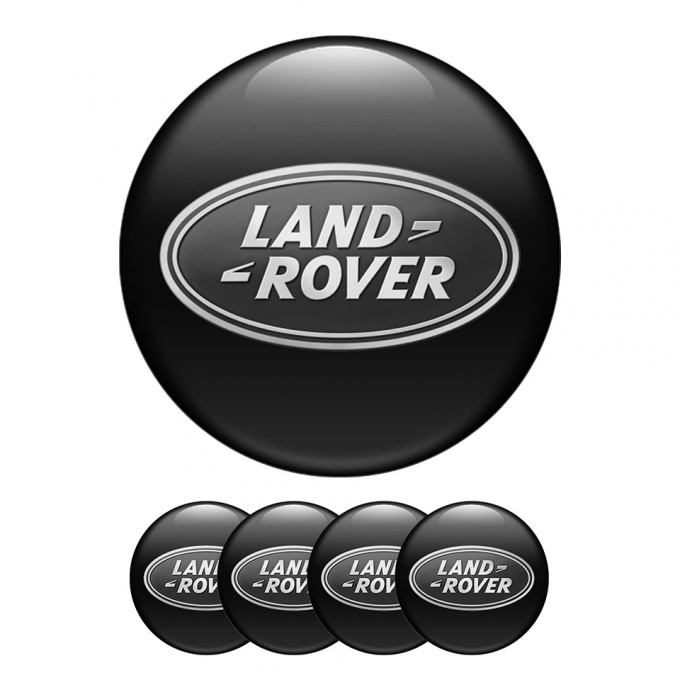 Land Rover Wheel Center Cap Domed Stickers Black Edition