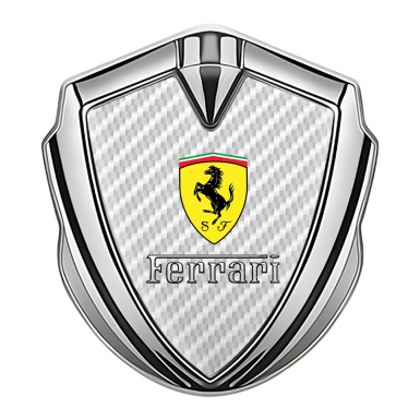 Ferrari Bodyside Emblem Silver White Carbon Clean Logo Design