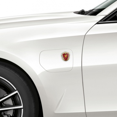 Ferrari Fender Emblem Badge Gold Red Carbon Clean Logo Design