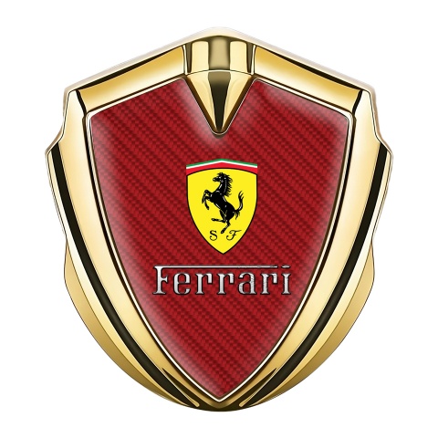 Ferrari Fender Emblem Badge Gold Red Carbon Clean Logo Design